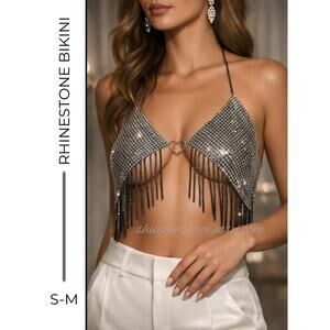 MSRP $40⭐️ Chain crop top Rhinestone Bikini Top Size S-M ⭐️ SAME DAY SHIP